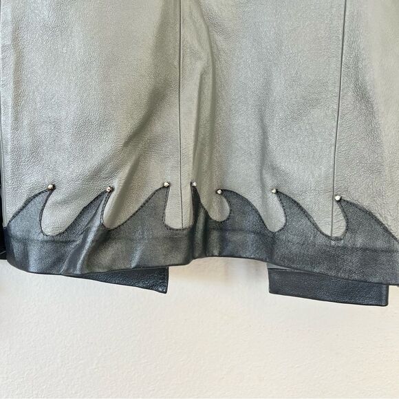 Maxene Couture New York Women’s Genuine Leather Silver Grey Jacket Size 20 NWT - Picture 12 of 12